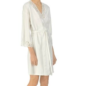 Lauren Ralph Satin Lauren Lace-Trim Wrap Robe Lingerie